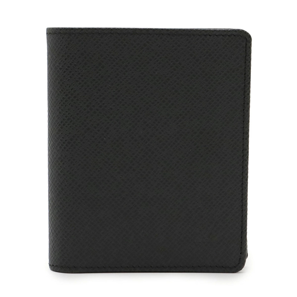 LOUIS VUITTON Taiga Portefeuille Magellan Bi fold Wallet Leather Ardoise Black